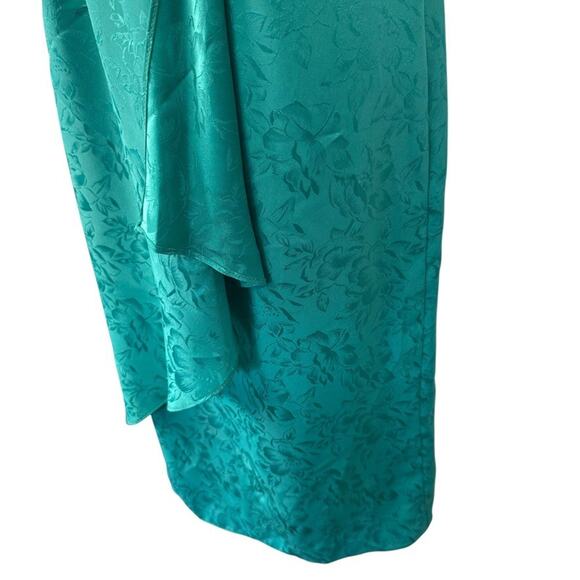 Act I Vintage Floral Satin Print Short Sleeve Blouson USA Made Green Dress sz 4 - Picture 8 of 16